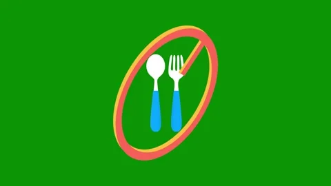 Fork knife green fork, spoon in circle green screen animated chromakey Stock Footage 314067913