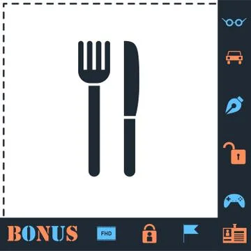 Fork knife icon flat Stock Illustration