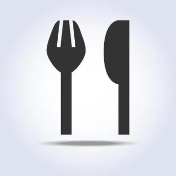 Fork knife sign simple icon in gray colors Stock Illustration