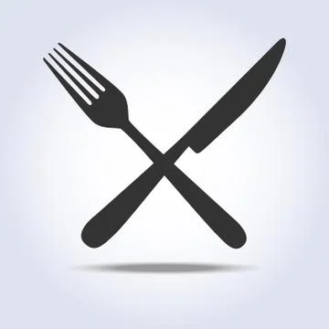 Fork knife sign simple icon in gray colors Stock Illustration