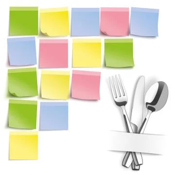 Fork Knife Spoon Colored Sticks Pinboard Stock Illustration
