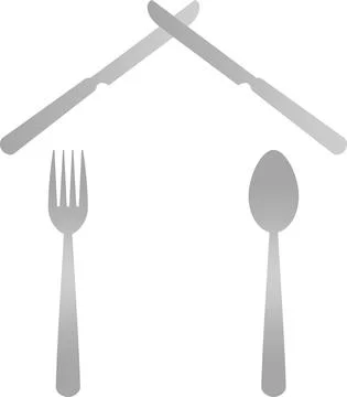 Fork, knife, spoon, house, logo, icon Stock Illustration