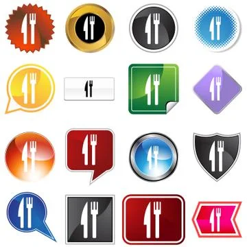 Fork knife variety icon set Stock Illustration