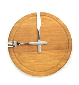 Fork with knife at white background Stock Photos