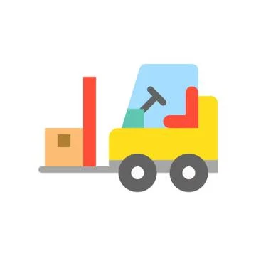 Fork lift car with parcel, Flat icon logistic and industry related Stock Illustration