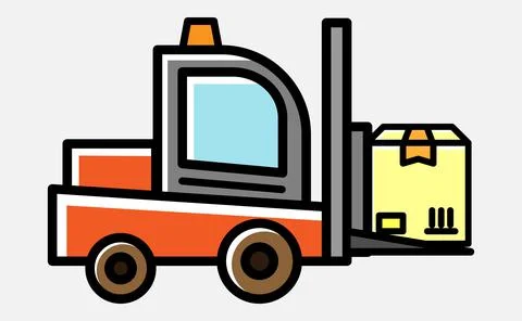 Fork lift icon with box vector illustration on white background. EPS10. Stock Illustration