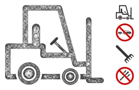 Fork Lift Truck Web Vector Mesh Illustration Illustrazione stock