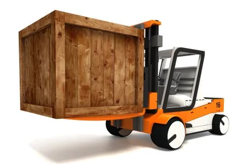 Fork lifter transporting wooden crate Stock Illustration