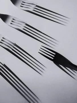 Fork Motion Blur Shadows Minimal Black And White Abstract Stock Photos