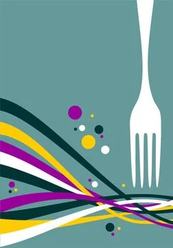Fork with multicolored waves background Fork with multicolored waves on li... Stock Photos