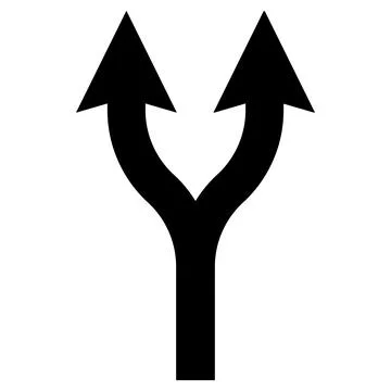 Fork in the path icon, double arrows up bifurcation arrow Stock Illustration