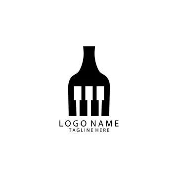 Fork piano logo design vector Stock Illustration