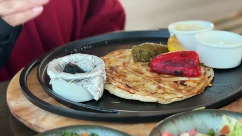 Fork Piercing Grilled Meat At Restaurant Stock-Footage 345474797