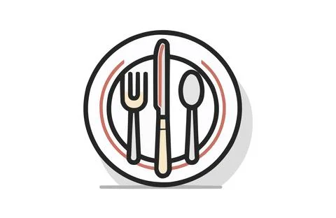 Fork plate knife color icon vector, isolated on white background. Beautiful.. Stock Illustration