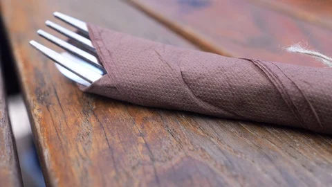 Fork on the restaurant table Stock Footage 92304805
