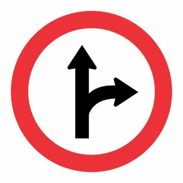 Fork Right Traffic Sign Stock Illustration