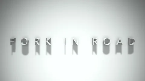 Fork in road 3D title animation white text on a white background Video stock 299422254