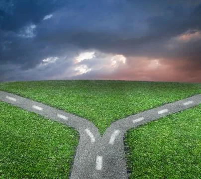 Fork at road concept Stock Photos