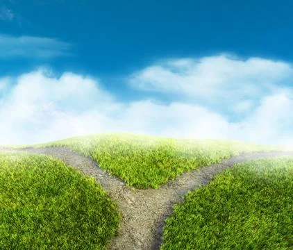 Fork at roads concept Foto stock