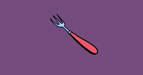 Fork rotating animation on violet background Stock Footage 300561695