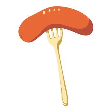 Fork with sausage Stock Illustration