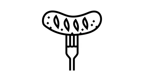 Fork sausage meat line icon animation Stock Footage 326128687