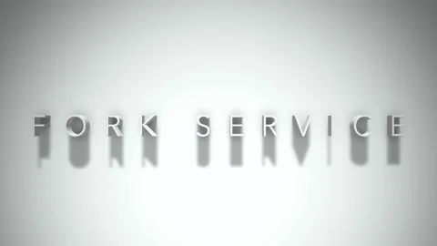 Fork service 3D title animation white text on a white background Video stock 299372052