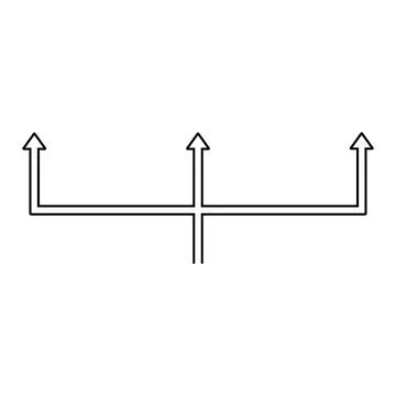 Fork-shaped arrow in linear style. Stock Illustration