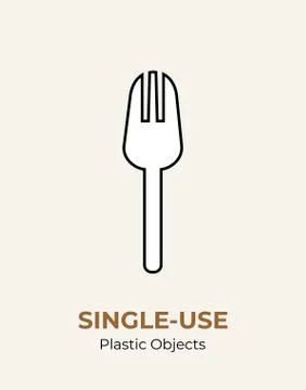 Fork single-use plastic cutlery. Vector illustration set of recycling plastic Stock Illustration