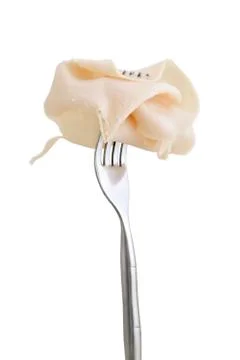 Fork with a slice of cheese Stock Photos