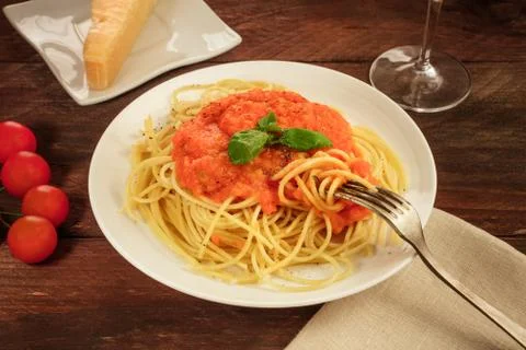 Fork with spaghetti with a place for text 写真素材