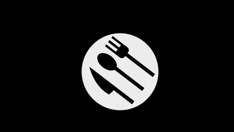 Fork, spoon, and knife animation transition masks. white and black color. gra Stock Footage