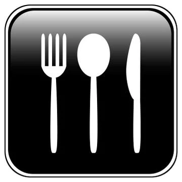 Fork, spoon and knife button Stock Illustration