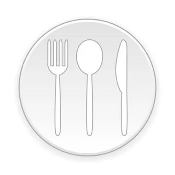 Fork, spoon and knife button. Illustrazione stock