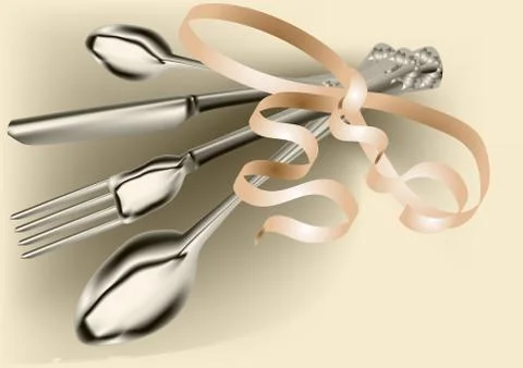 Fork, spoon and knife Stock Illustration