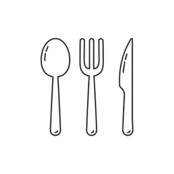 Fork, spoon and knife isolated vector illustration. Stock Illustration