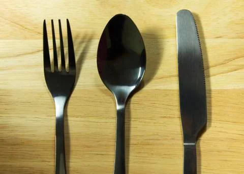 Fork spoon and knife Stock Photos