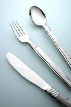 Fork spoon and knife Stock Photos