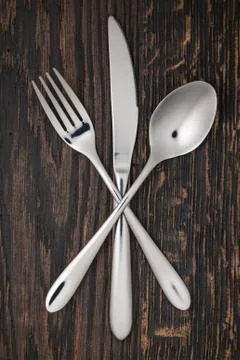 Fork, spoon and knife Stock Photos