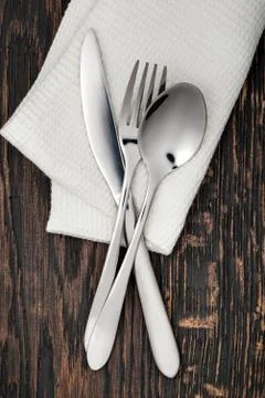 Fork, spoon and knife Stock Photos