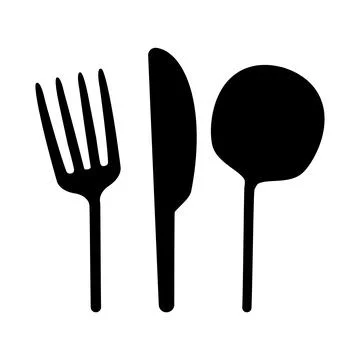 Fork, spoon and knife silhouettes. 스톡 일러스트
