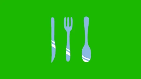 Fork Spoon Knife Cutlery Set Animation Stock Footage 345694219