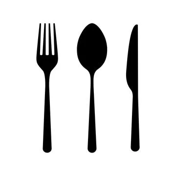 Fork spoon knife icons on white background. Tableware set in flat style. Cutl Stock Illustration
