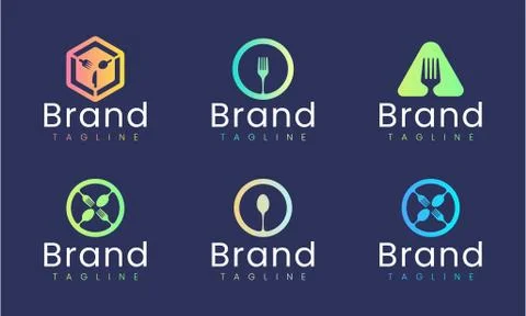 Fork, spoon, knife logo design template. Set of graphic elements, perfect for Stock Illustration
