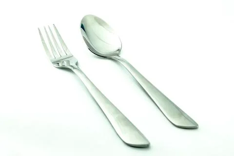 Fork spoon placed Isolated on a white background. To use design work 스톡 사진