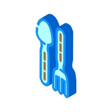 Fork spoon titanium ultralight isometric icon vector illustration Stock Illustration
