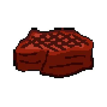 Fork steak grill pixel art vector illustration Stock Illustration