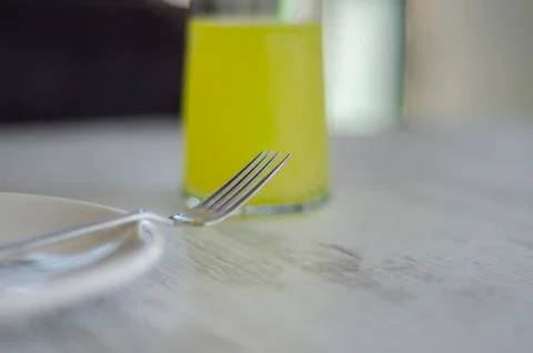 Fork on the Table, Natural Shot Stock Photos