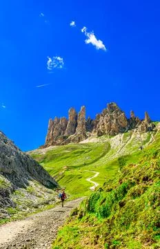 Fork Teeth Terrarossa mountain next to Alpe di Siusi, South Tyrol Stock Photos
