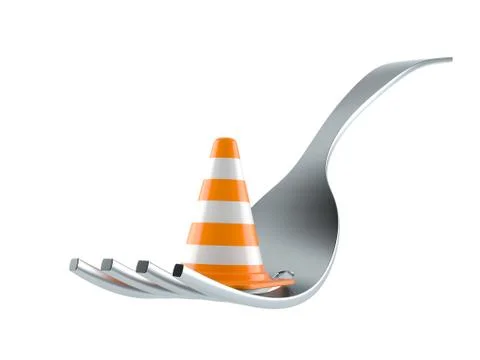 Fork with traffic cone Stock Illustration